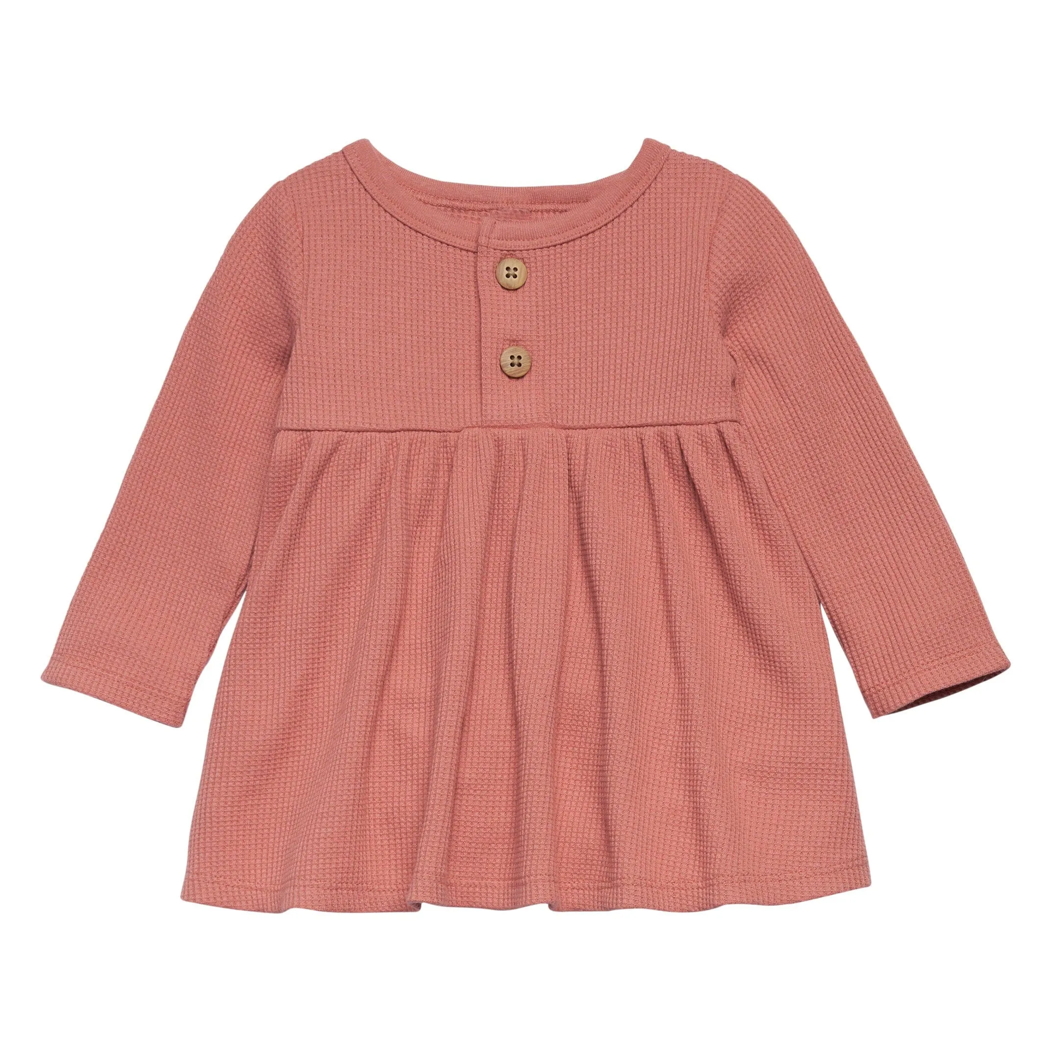 2-Piece Baby Girls Dark Pink Waffle Dress Set