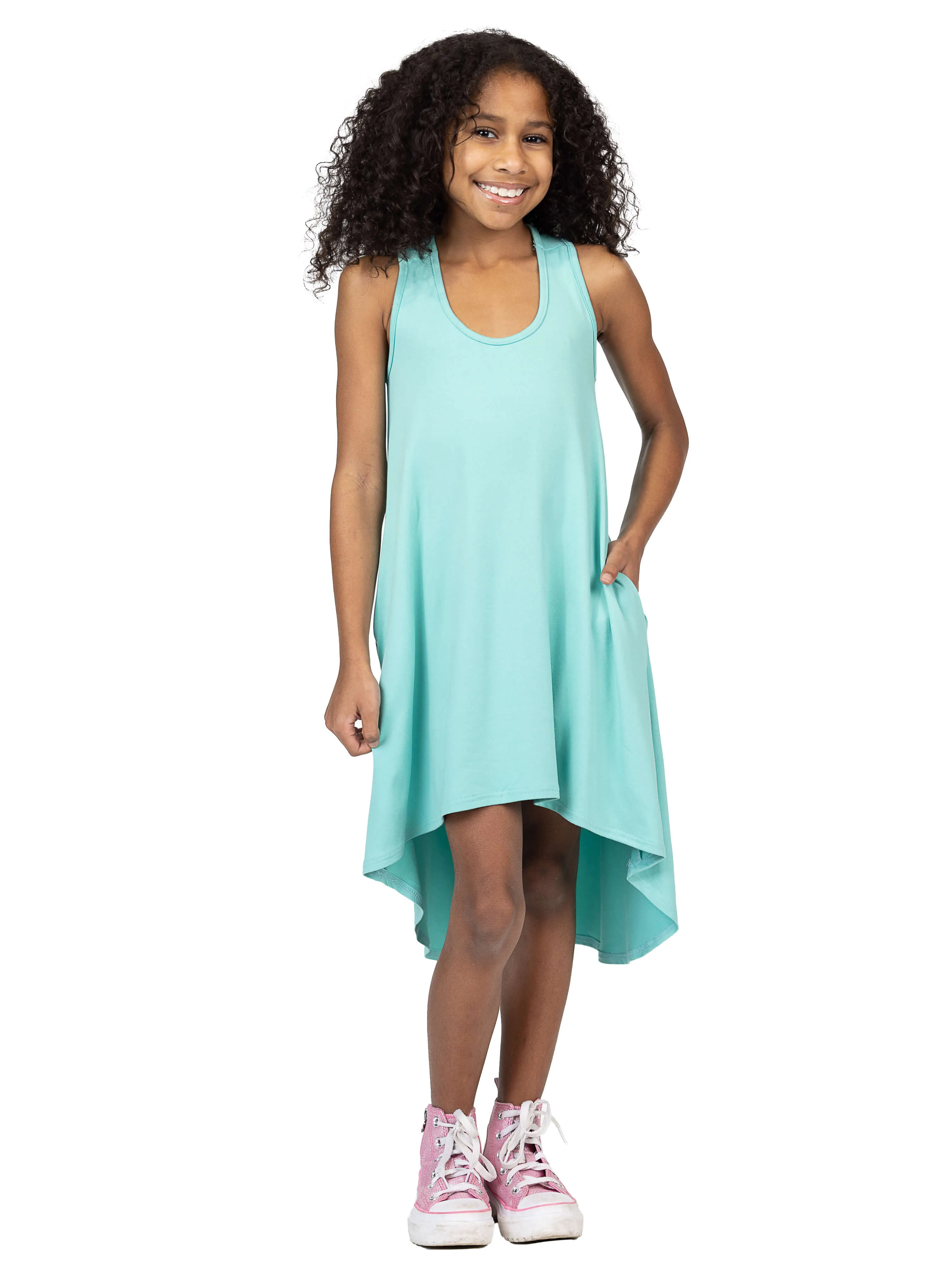 24sevenkid Girls High Low Sleeveless Pocket Dress