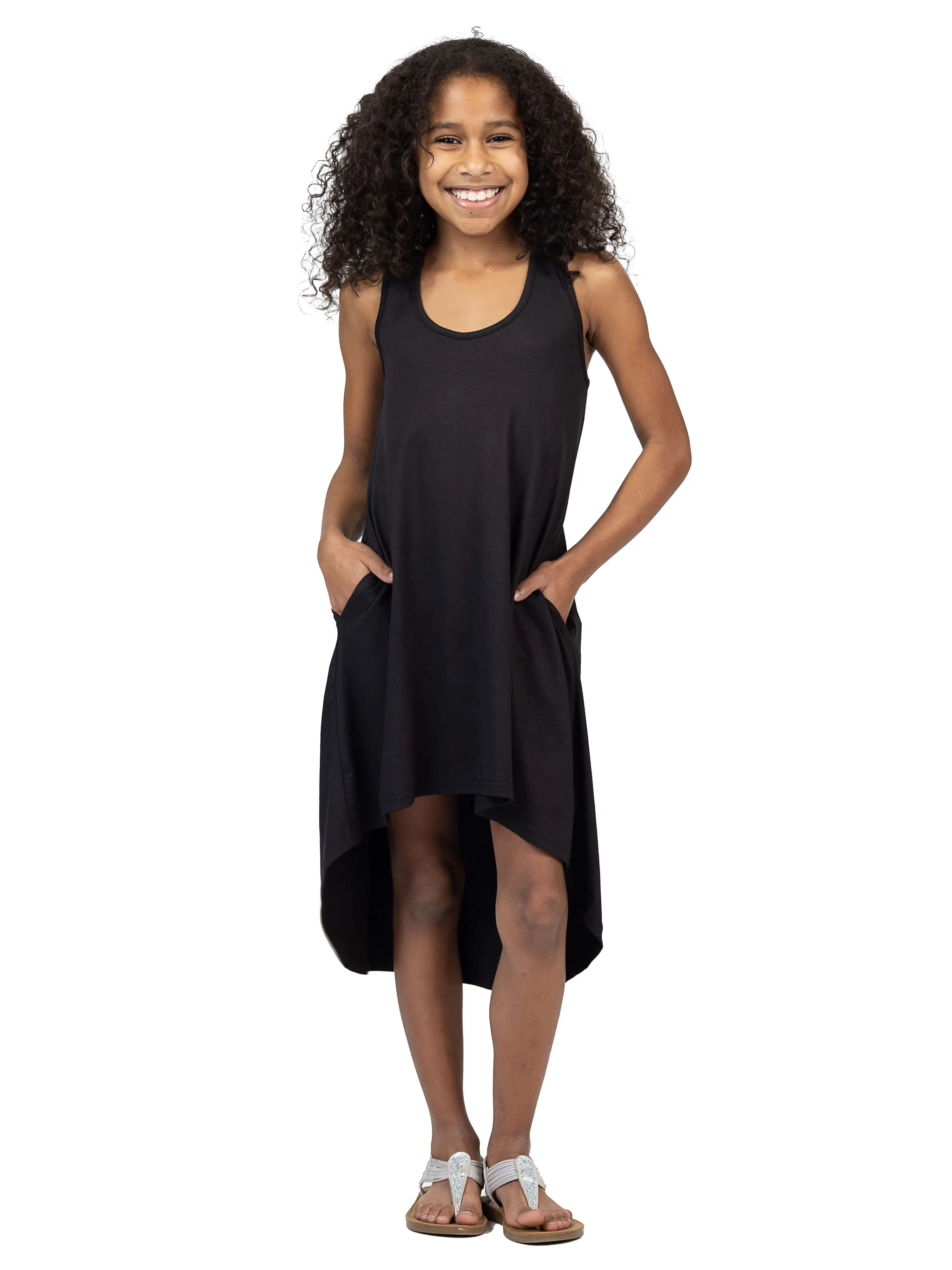 24sevenkid Girls High Low Sleeveless Pocket Dress