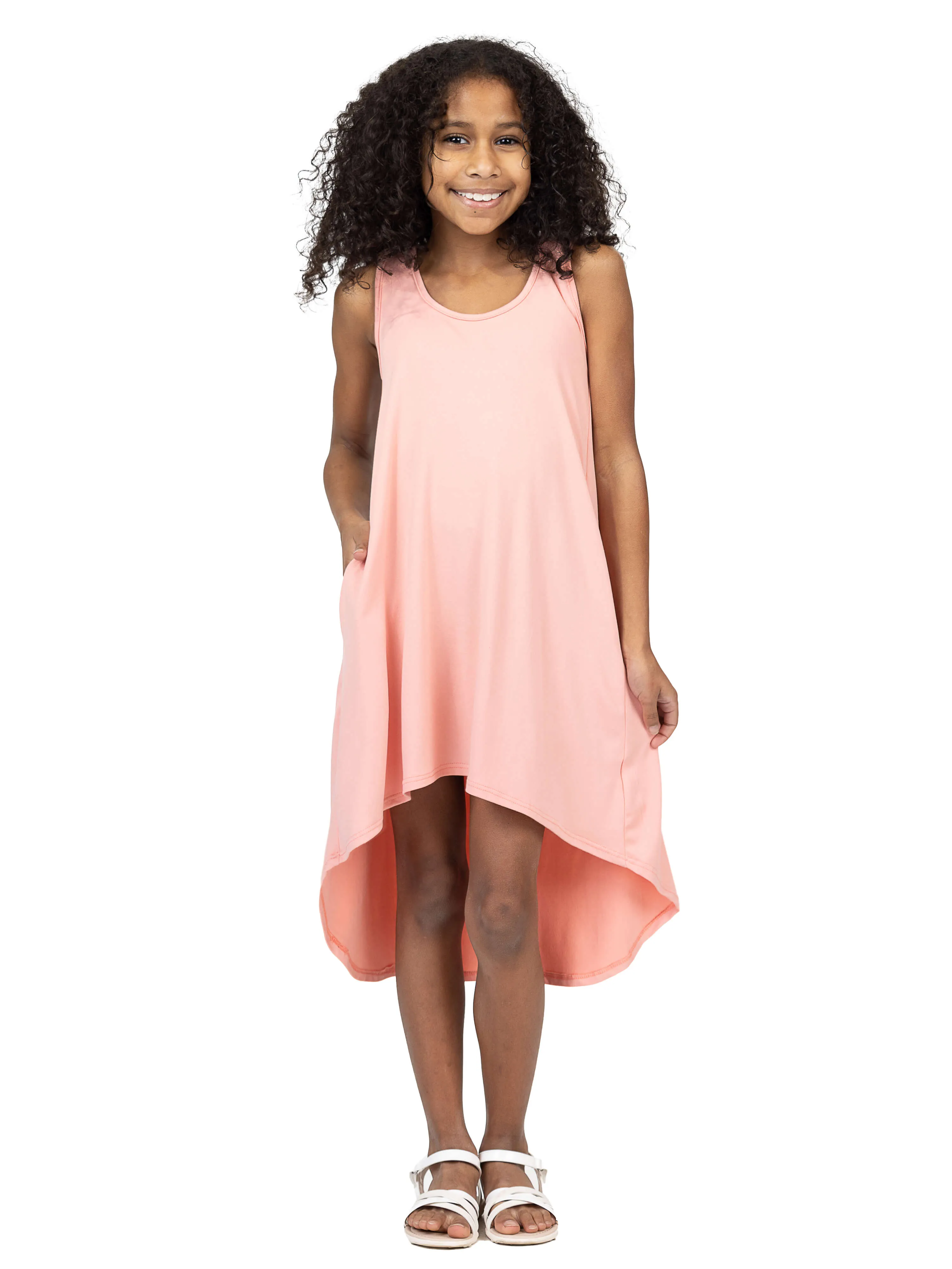 24sevenkid Girls High Low Sleeveless Pocket Dress