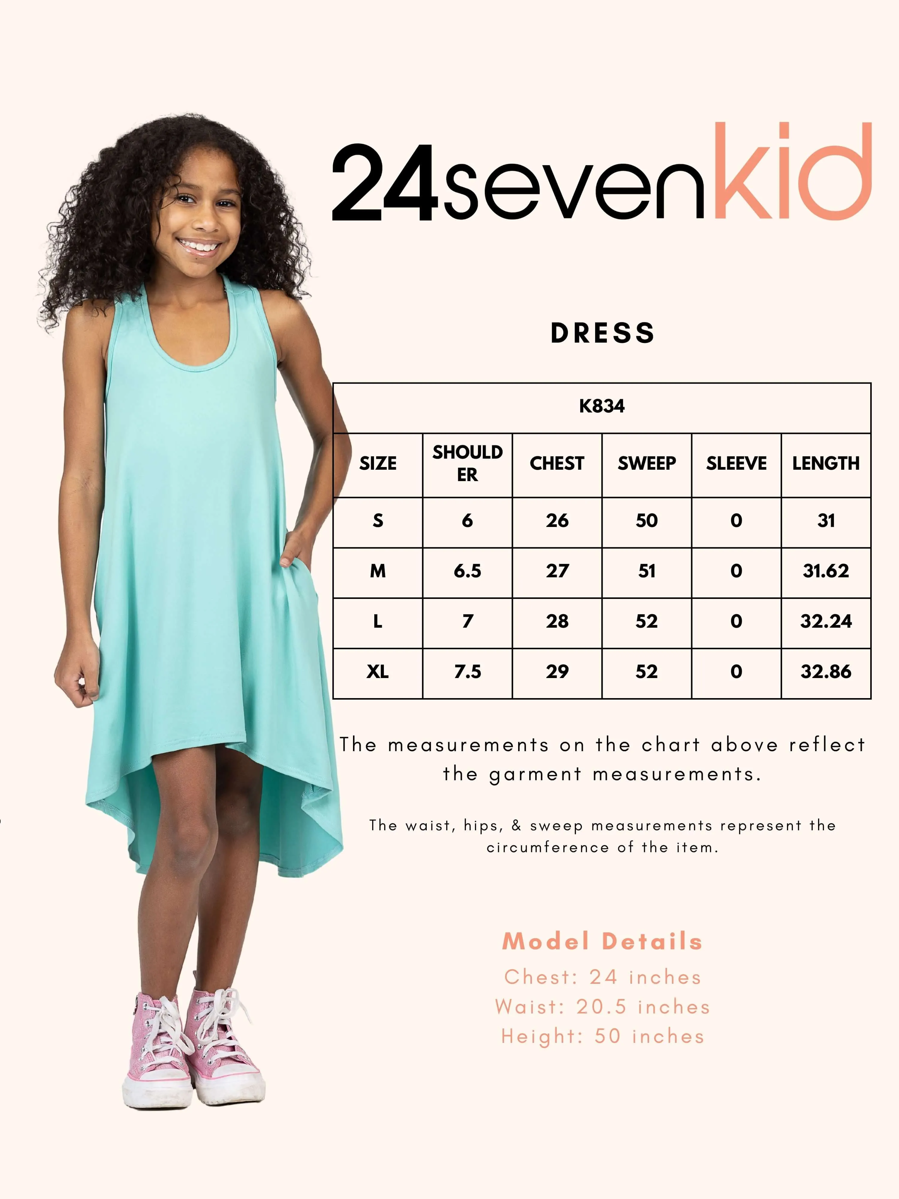 24sevenkid Girls High Low Sleeveless Pocket Dress