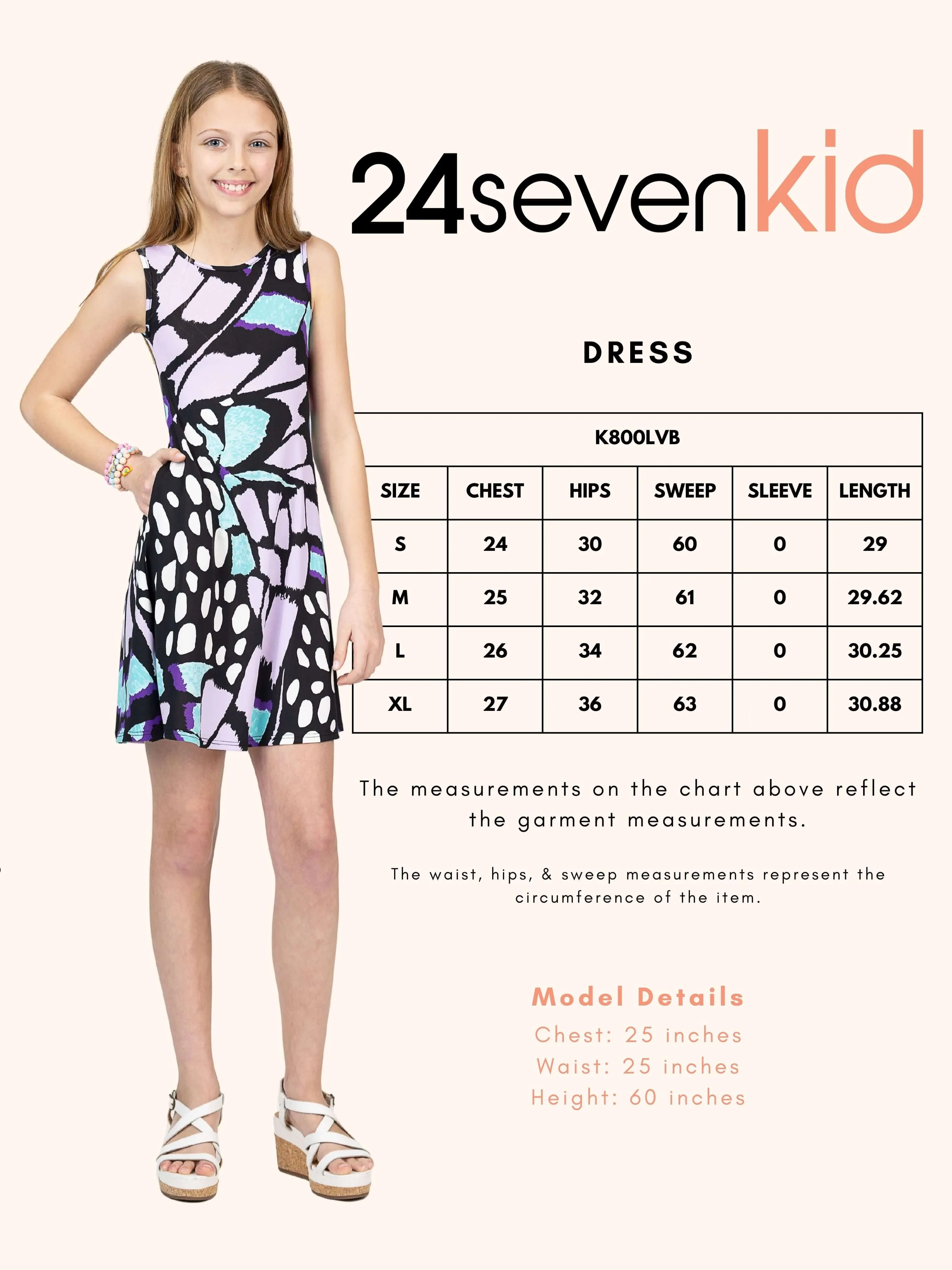 24sevenkid Lilac Butterfly Print Sleeveless Pockets Dress