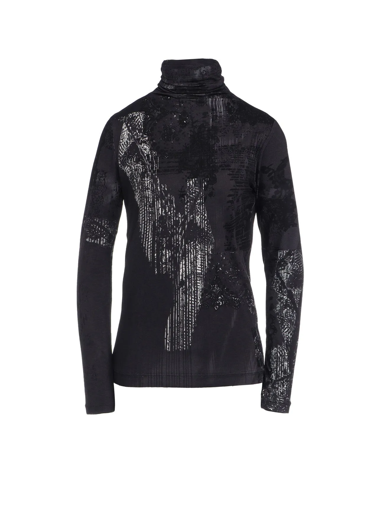 40/-RY JERSEY LACE DESIGN P HIGH NECK LONG SLEEVE T