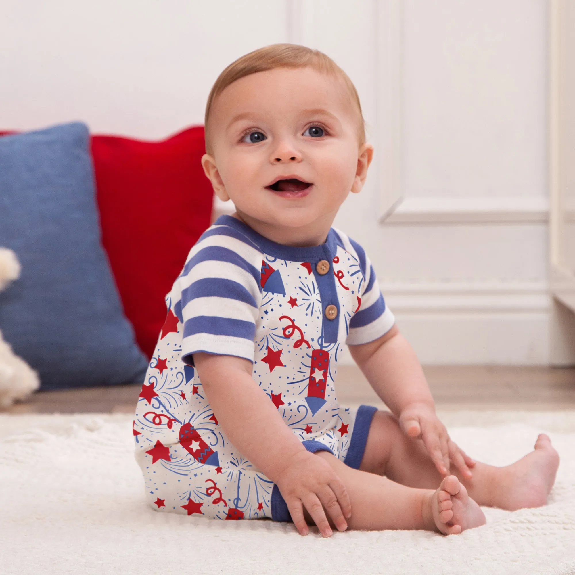 4th Of July Henley Shortie Romper