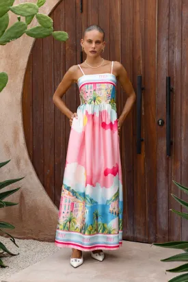 Amalfi Pink Abstract Maxi Dress