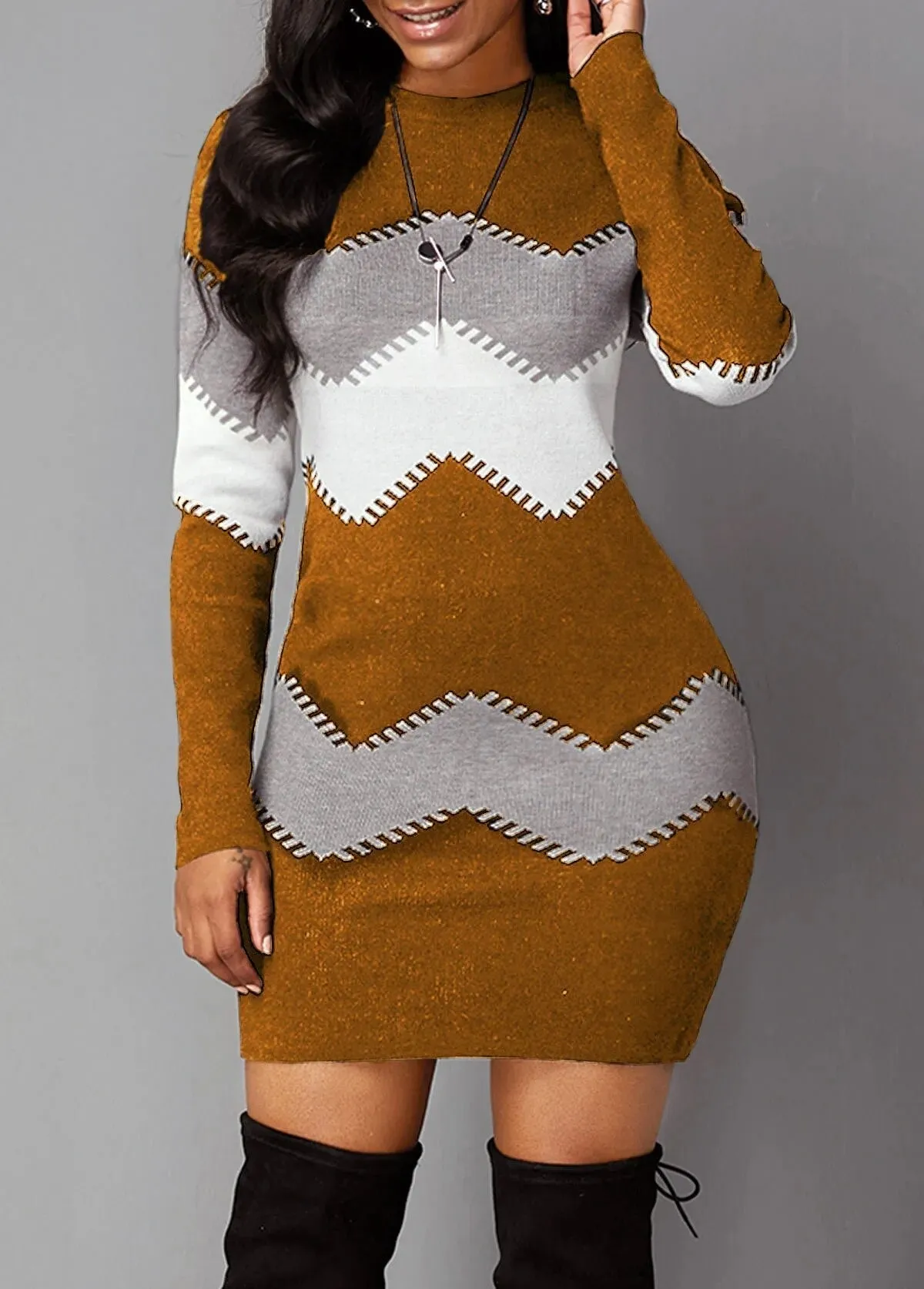 Autumn Winter Ladies Long Sleeve sweater dress*