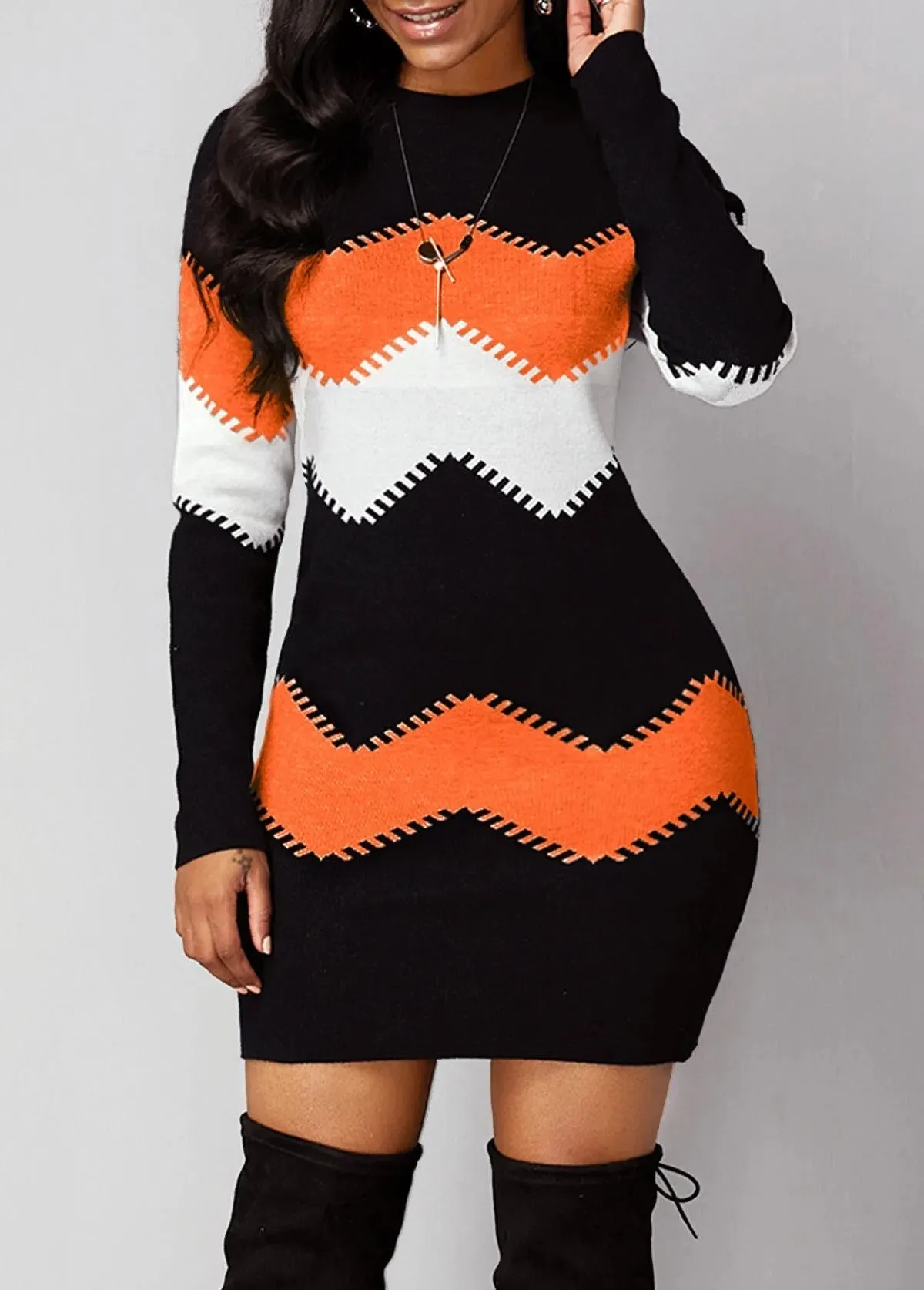 Autumn Winter Ladies Long Sleeve sweater dress*