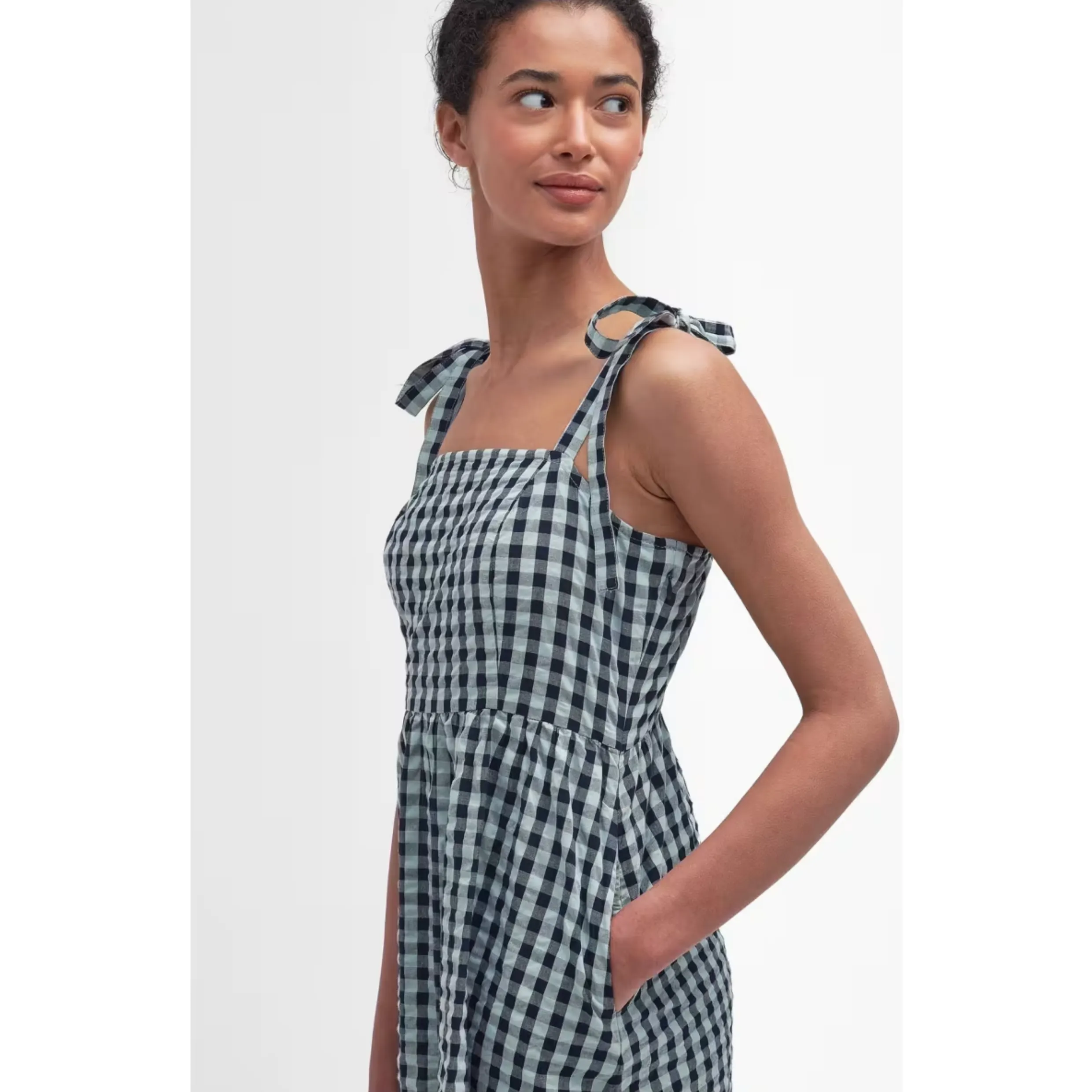 Barbour Abigail Midi Dress Blue Haze Gingham LDR0804BL29