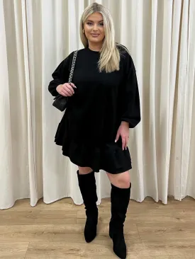 Becka black frill jumper dress