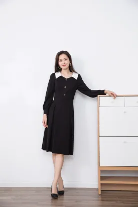 Black Contrast Collar Dress