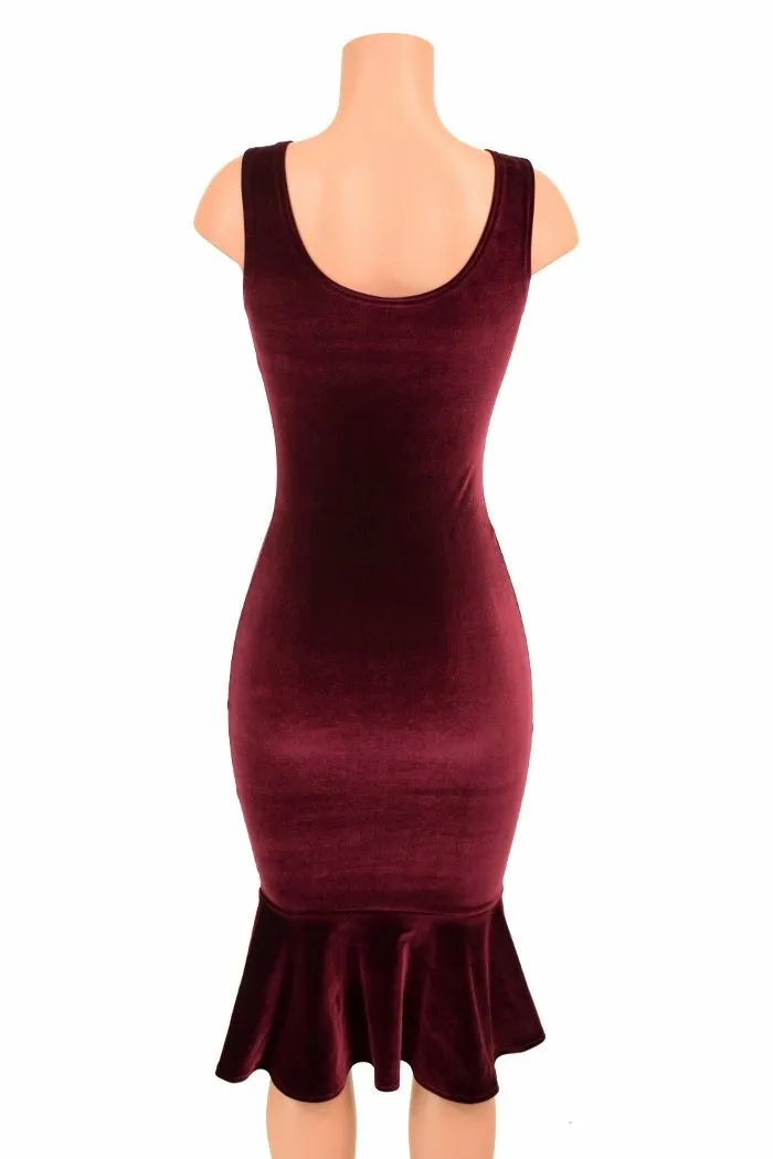 Burgundy Velvet Wiggle Dress