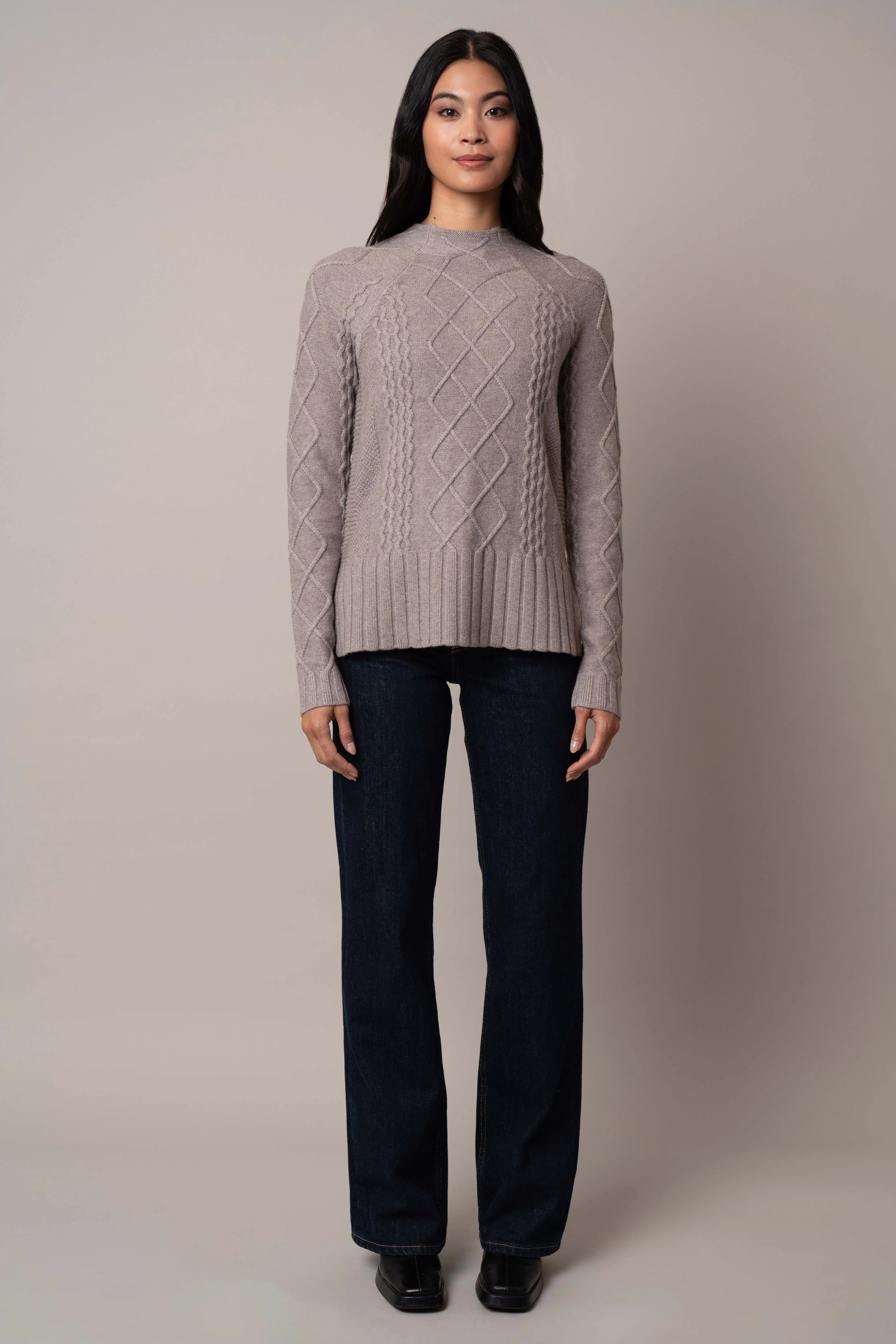 Cable Funnel Neck Pullover