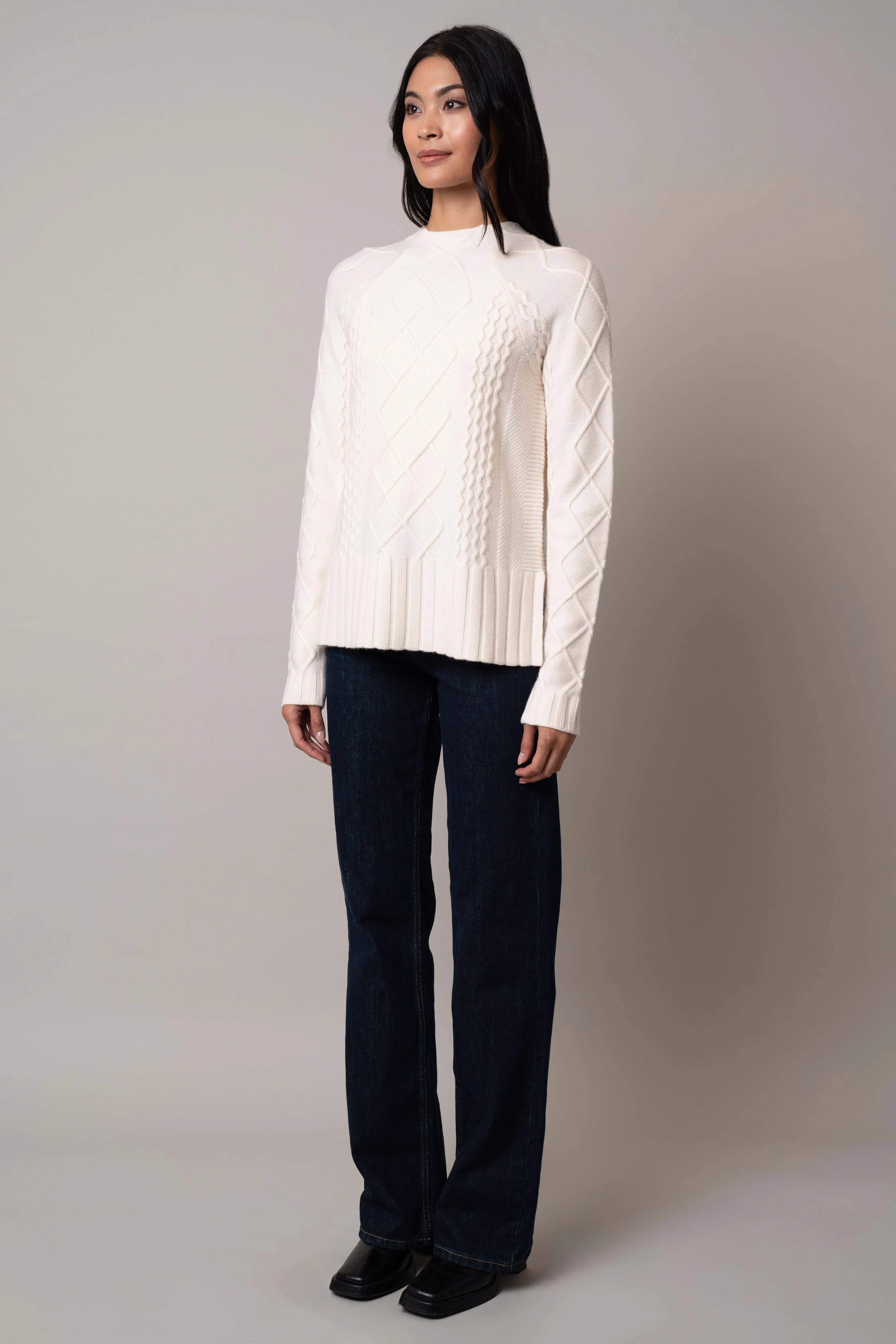 Cable Funnel Neck Pullover