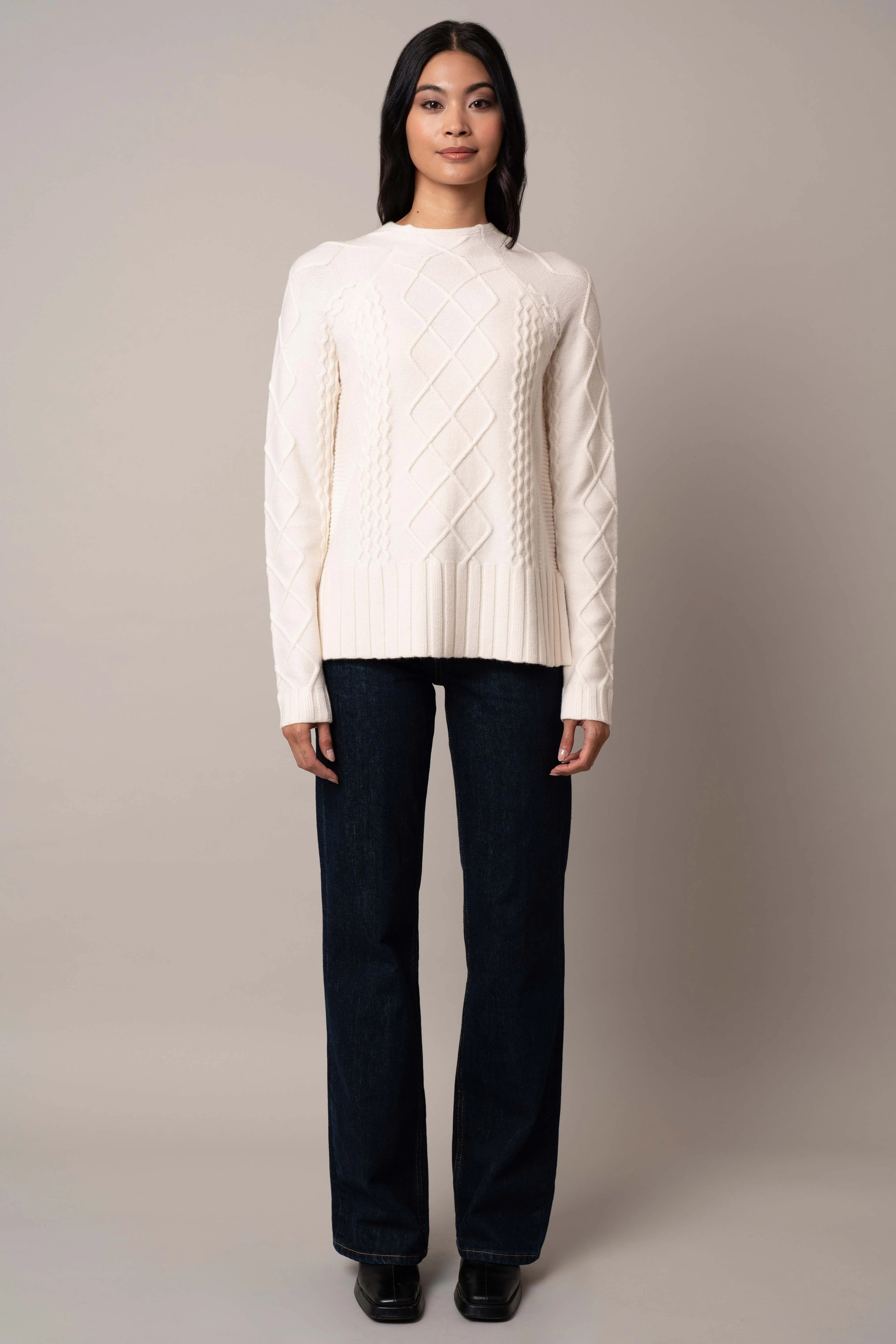 Cable Funnel Neck Pullover