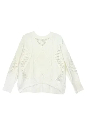 Cable Knit Fisherman Sweater - Off-White