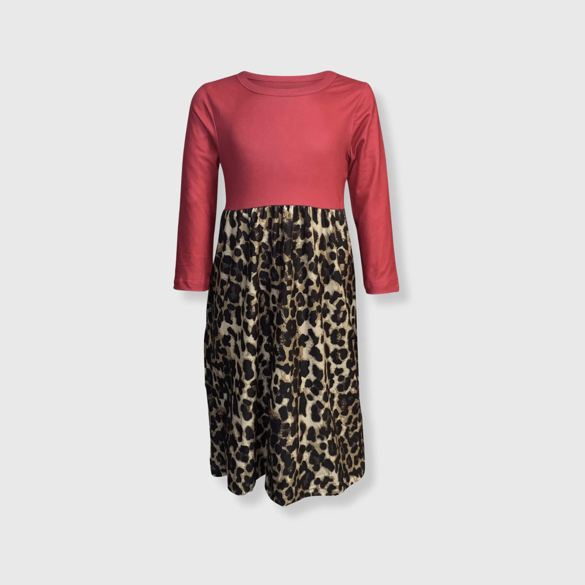 Cheetah Red Long Sleeve Maxi Dress Kids