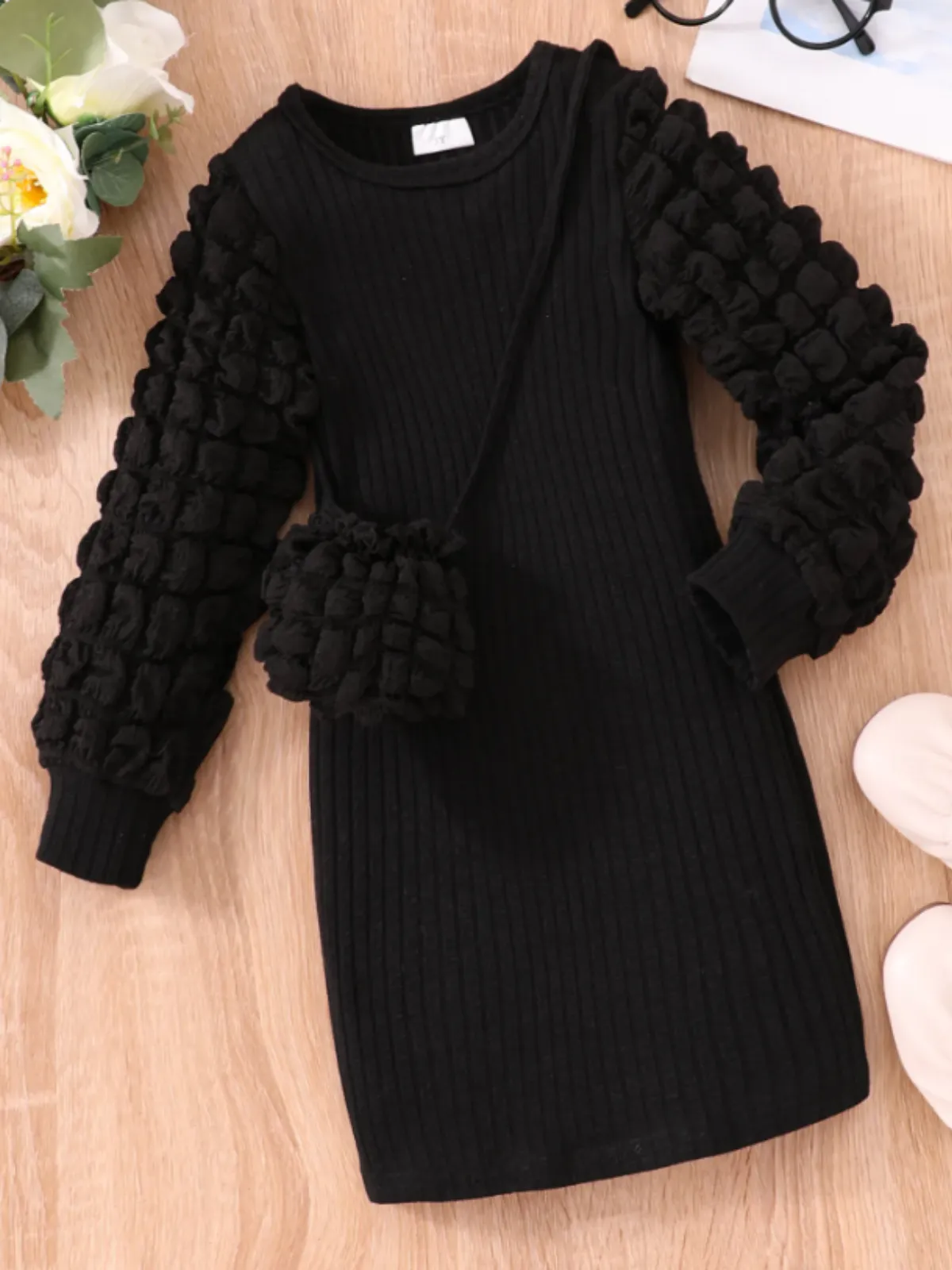 Chic and Cozy Puff Sleeve Sweater Dress Set