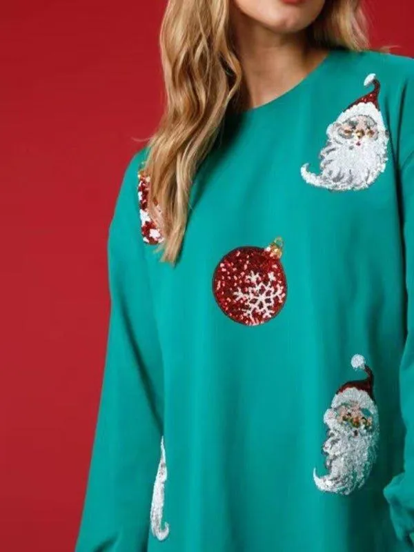 Christmas Ornament Long Sleeve Sequin Dress