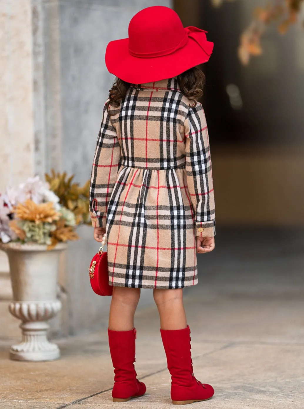 Classic Plaid Long Sleeve Shirt Dress