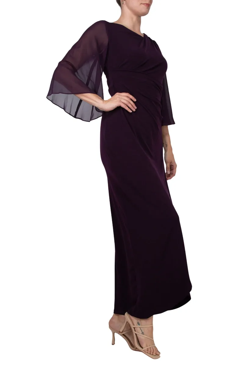 Connected Apparel Asymmetrical Floor Length Chiffon Dress