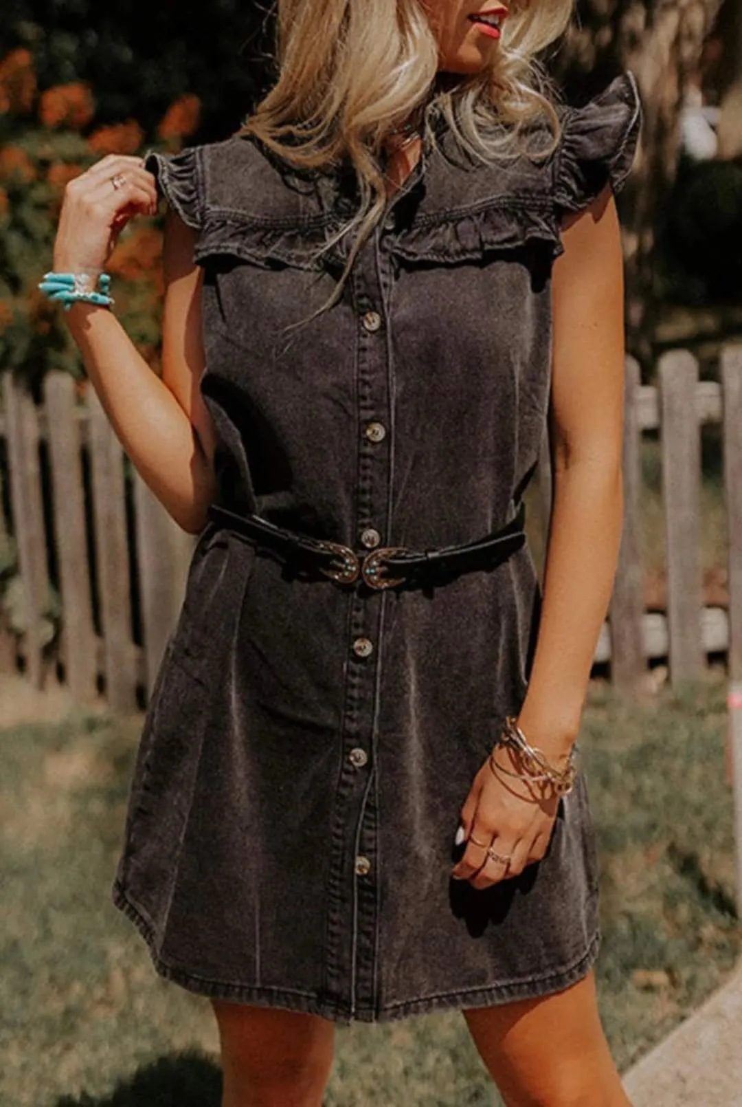 Denim Dress-Black