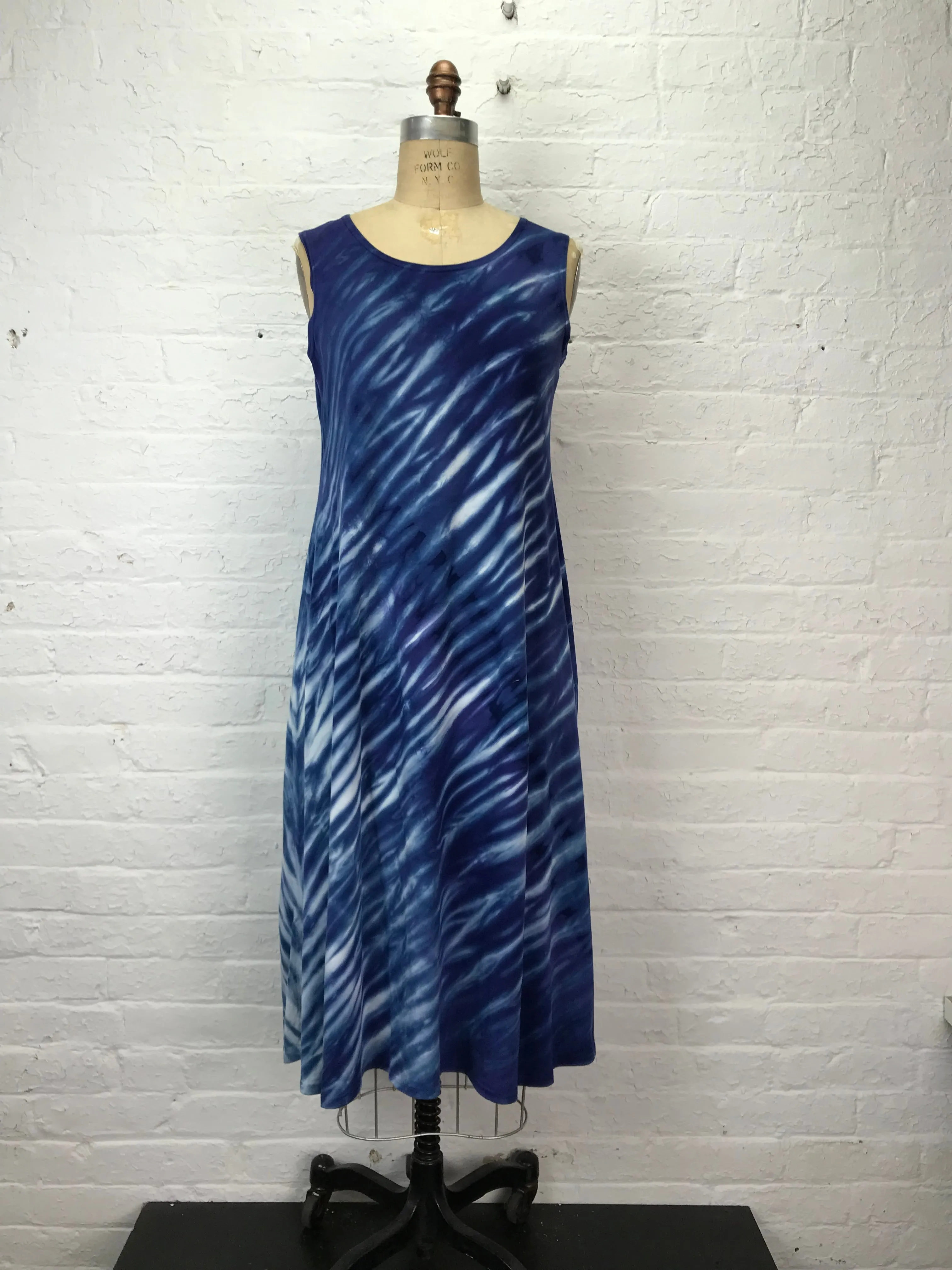 Eileen Midi Tank Dress in Blue Waves