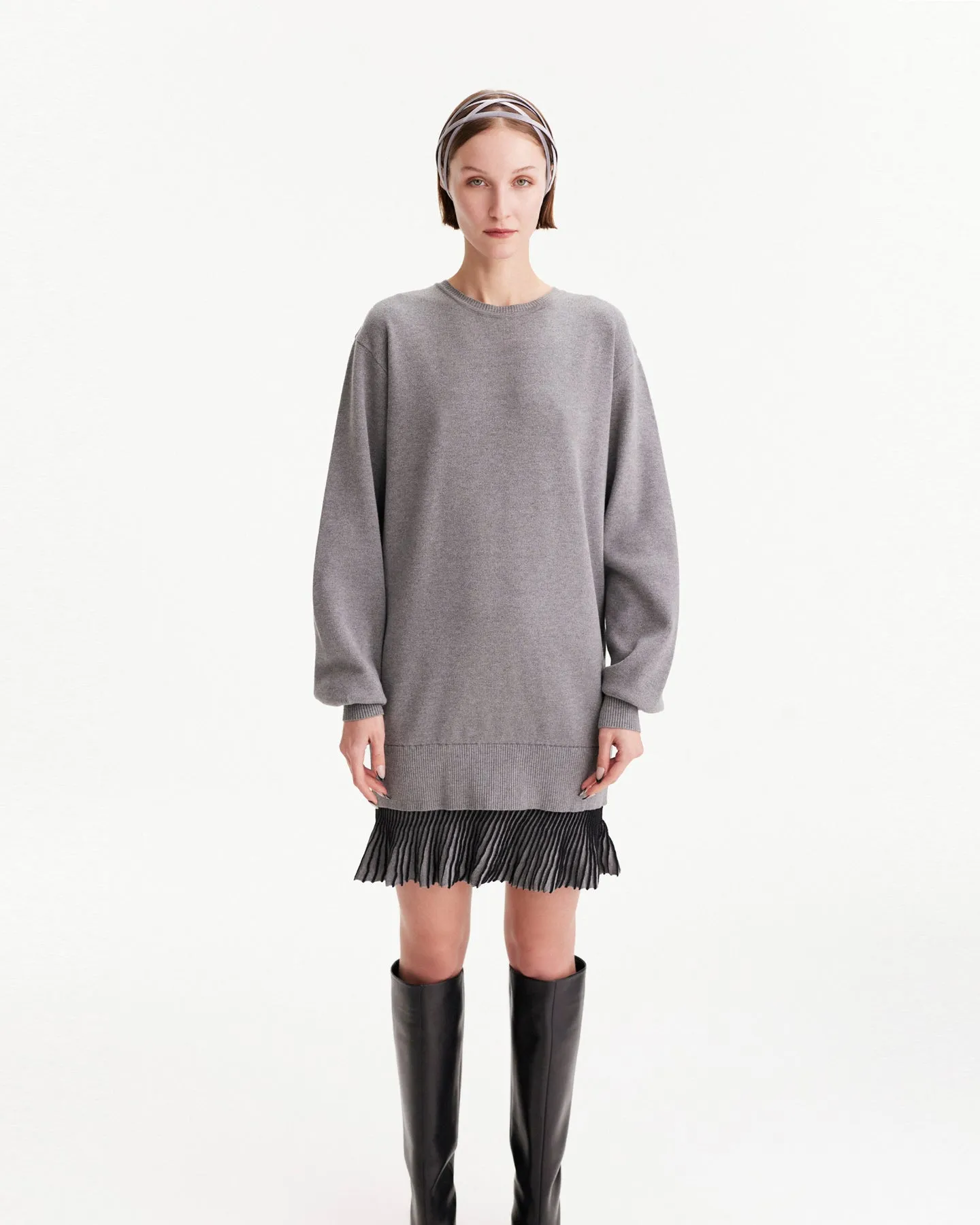 Ersa Shimmer Hem Sweatshirt Dress