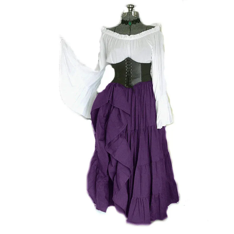 European Retro Fashion All-match Bell-sleeved Corset Women's Dress