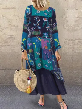 Fashion Casual Vintage Loose Print Dress