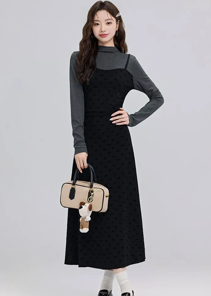 FAUX TWO PIECE KNIT DRESS