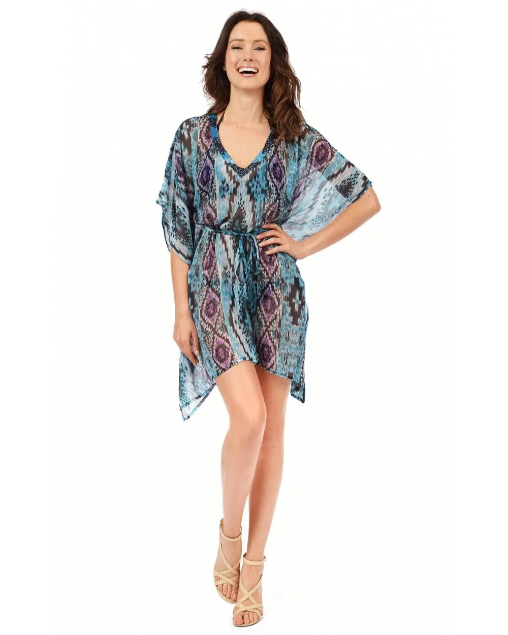 Final Sale Beaded Beach Cover Up Dress