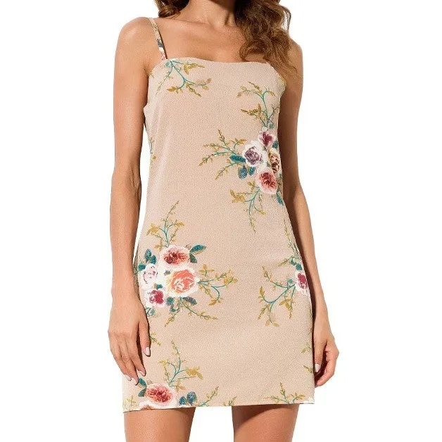 Floral Print Backless Spaghetti Strap Dress