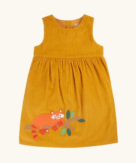 Frugi Lovely Lily Cord Dress - Gold/Red Panda