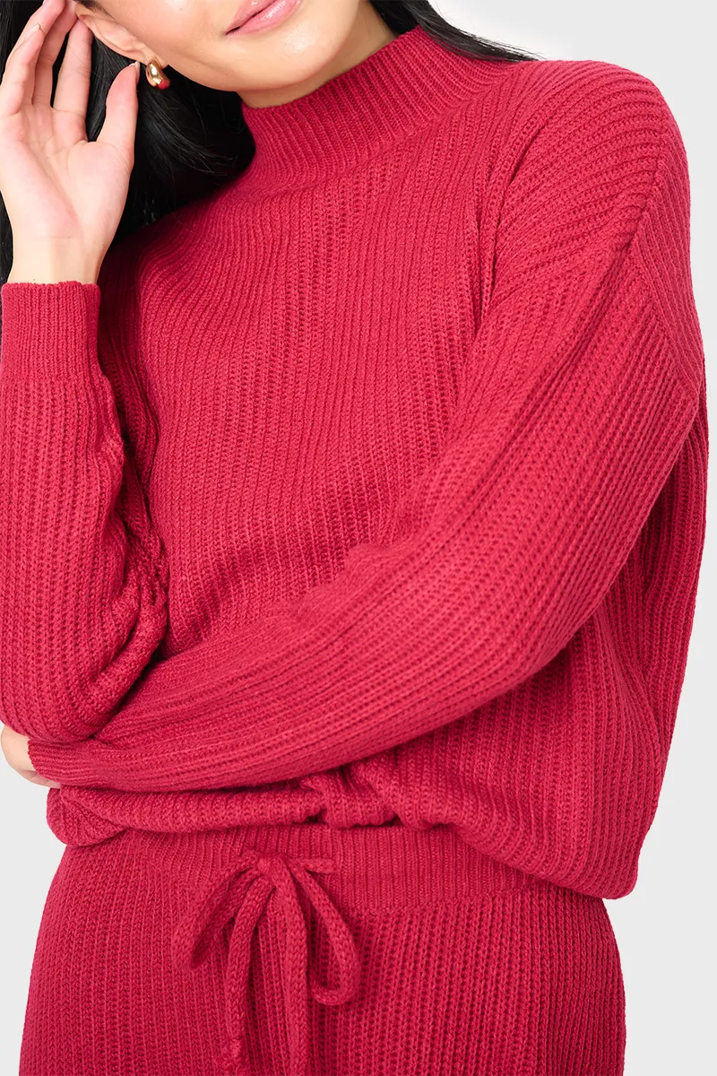 Funnel Neck Long Sleeve Cozy Ribbed Sweater