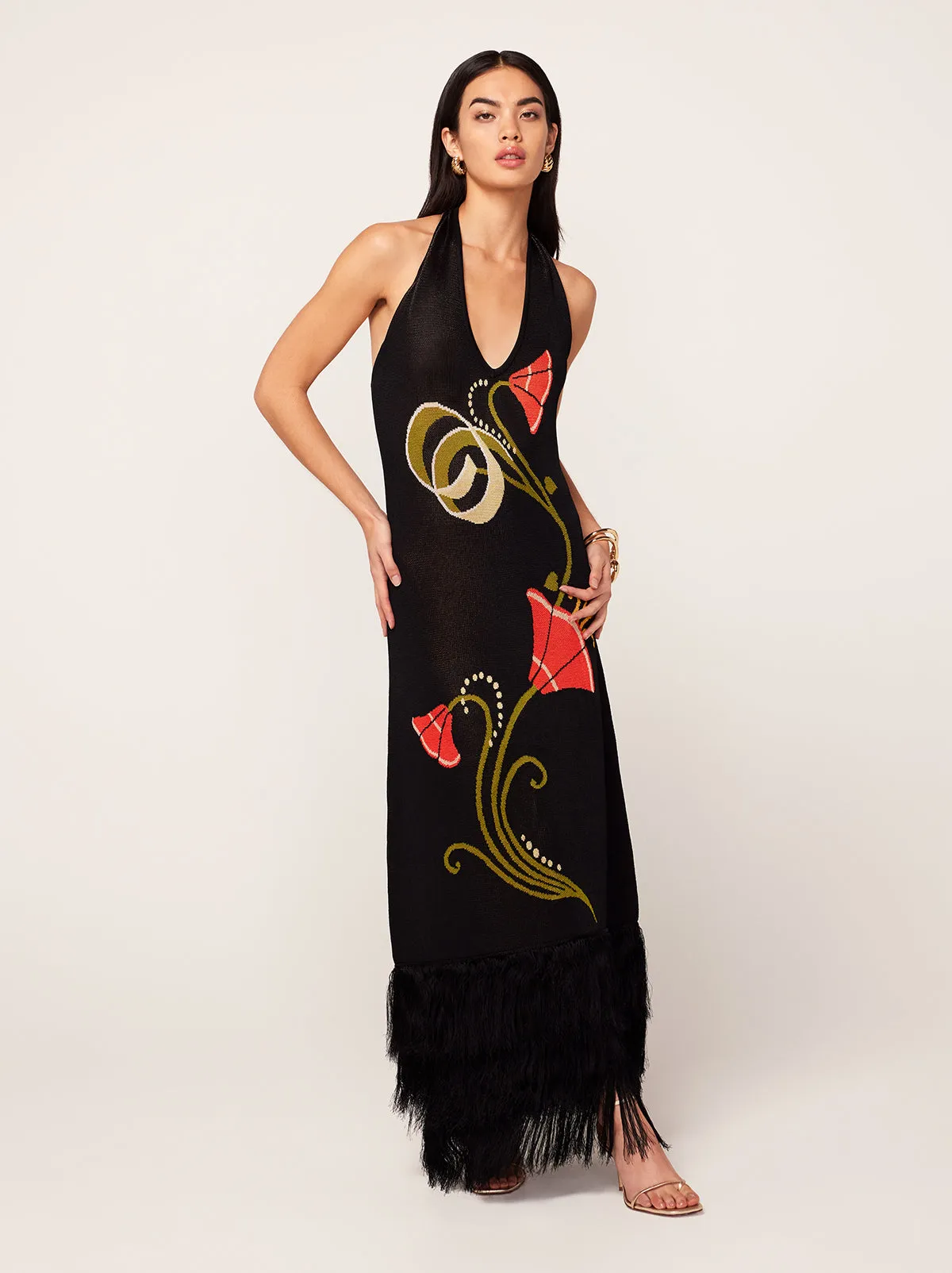 Georgia Intarsia Knit Halter Dress