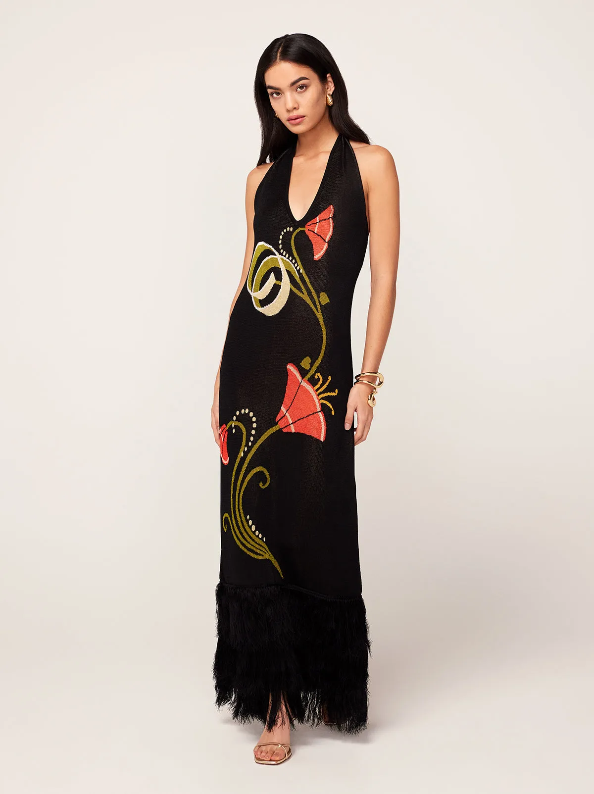 Georgia Intarsia Knit Halter Dress