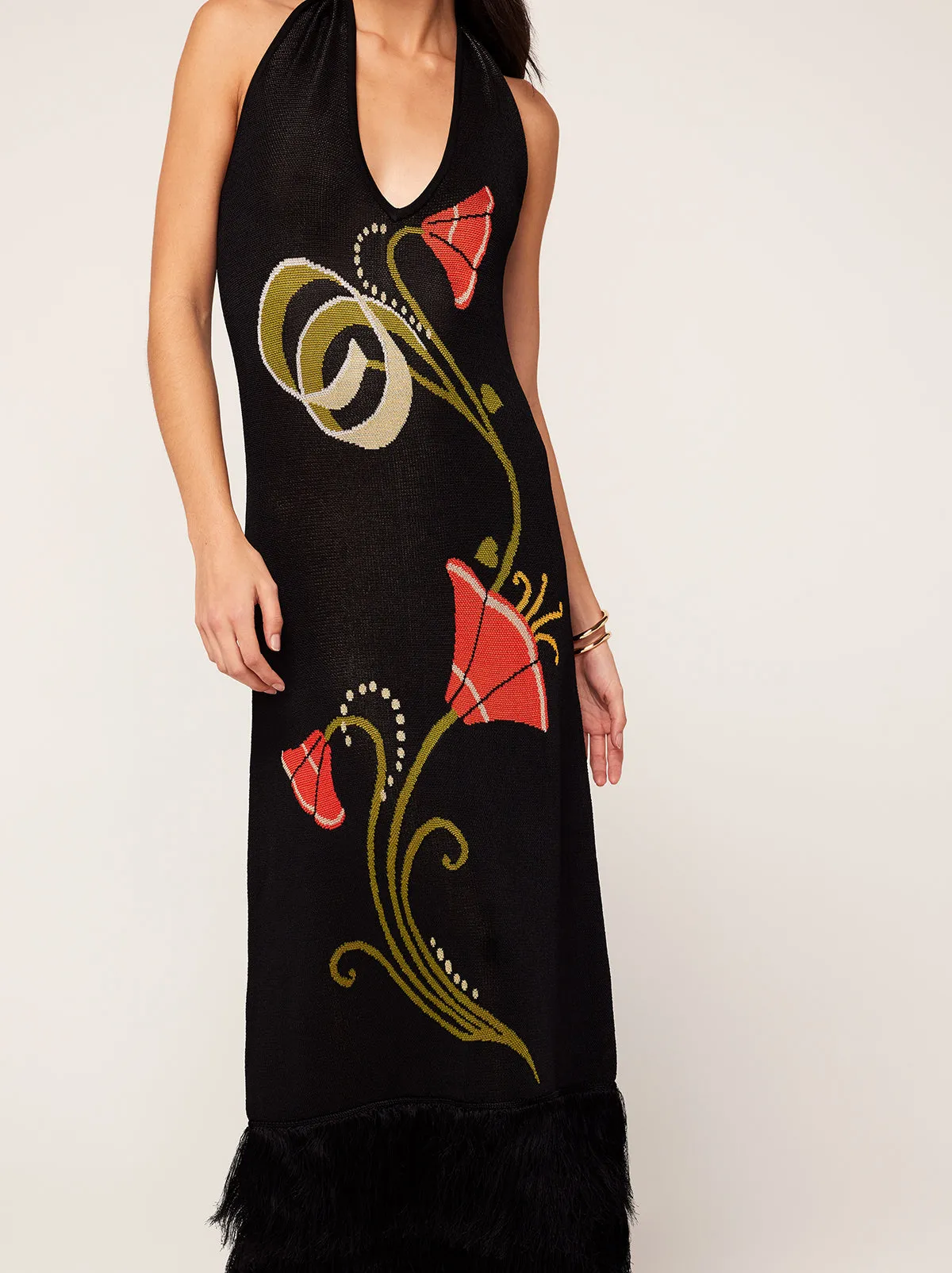 Georgia Intarsia Knit Halter Dress