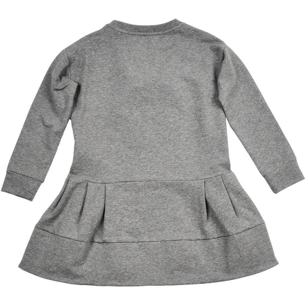 Girls Grey Pom Pom Dress