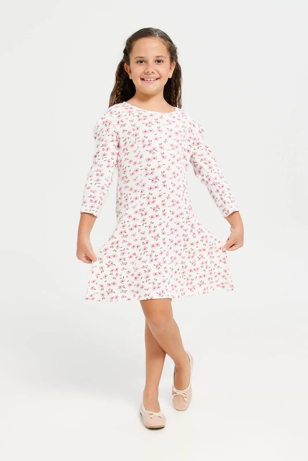 Girls White And Pink Dress Set (2 Piece)