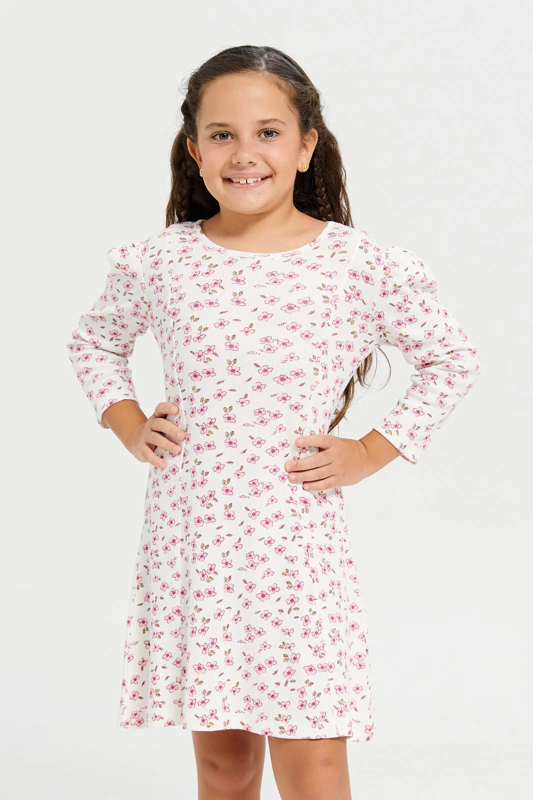 Girls White And Pink Dress Set (2 Piece)