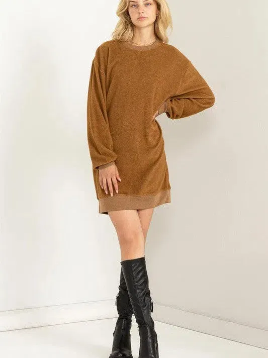 Give Me that Flirty Touch Crewneck Sweatshirt Dress