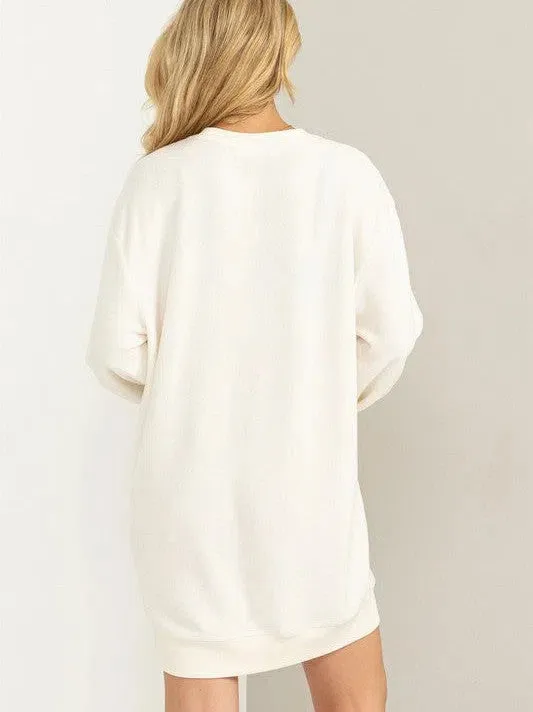 Give Me that Flirty Touch Crewneck Sweatshirt Dress