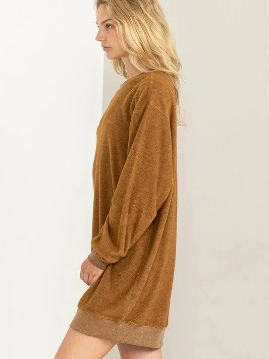 Give Me that Flirty Touch Crewneck Sweatshirt Dress