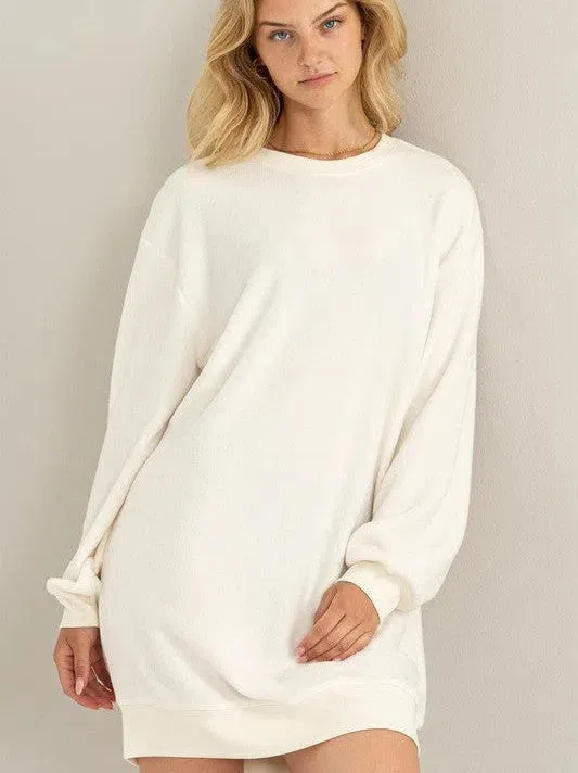 Give Me that Flirty Touch Crewneck Sweatshirt Dress