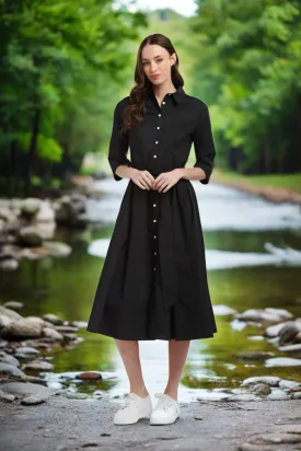 Grace Shirt Dress - Black