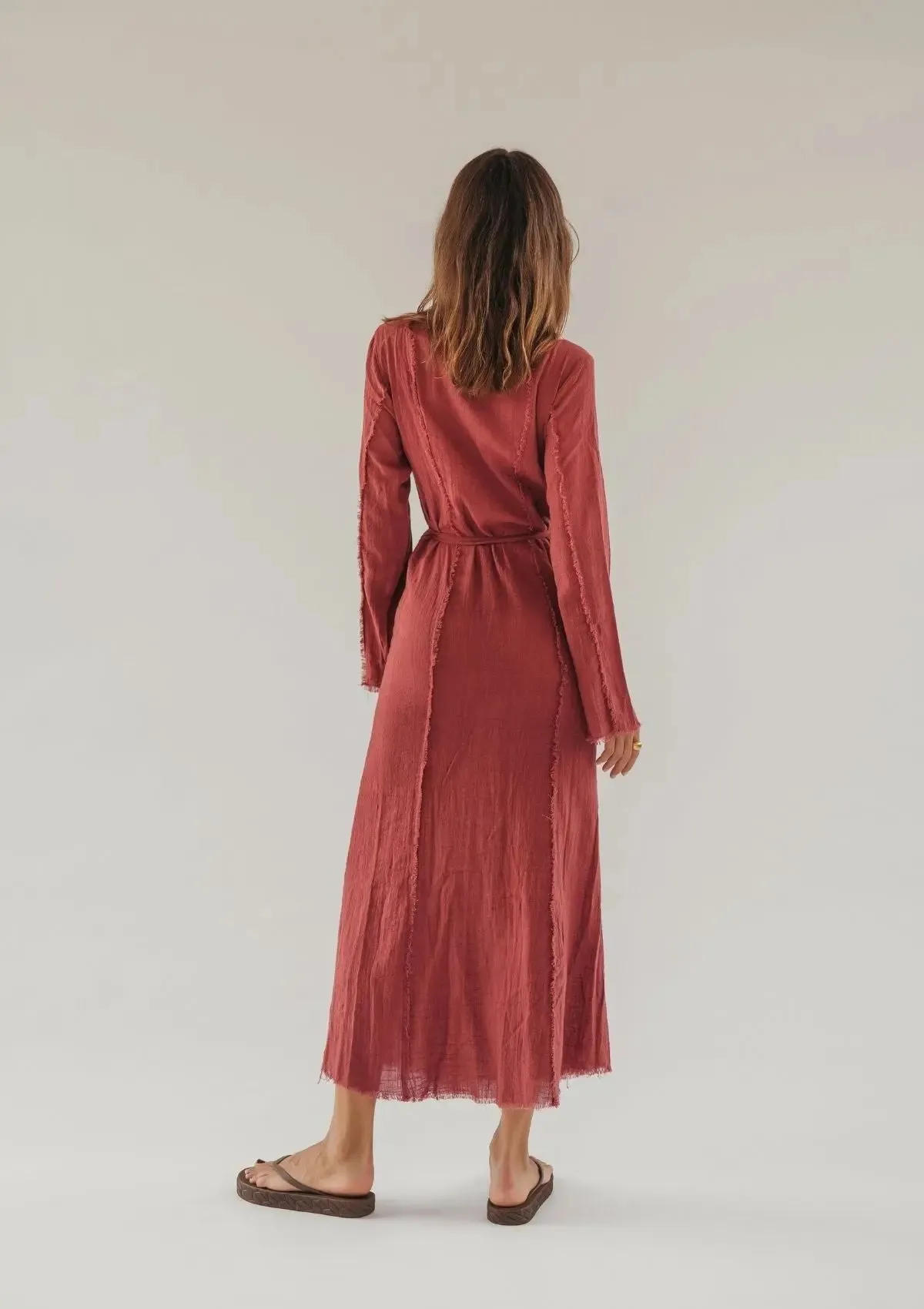 HAVEN RAW EDGE DRESS - CHILLI OIL