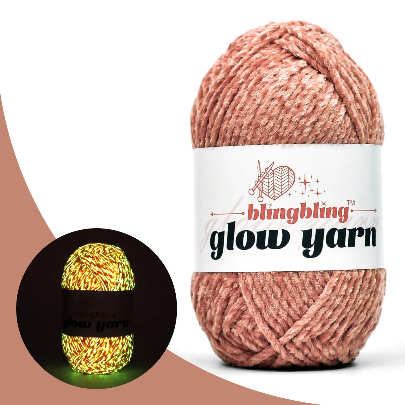 High Quality Coral pink Glow-in-the-Dark Chenille Yarn