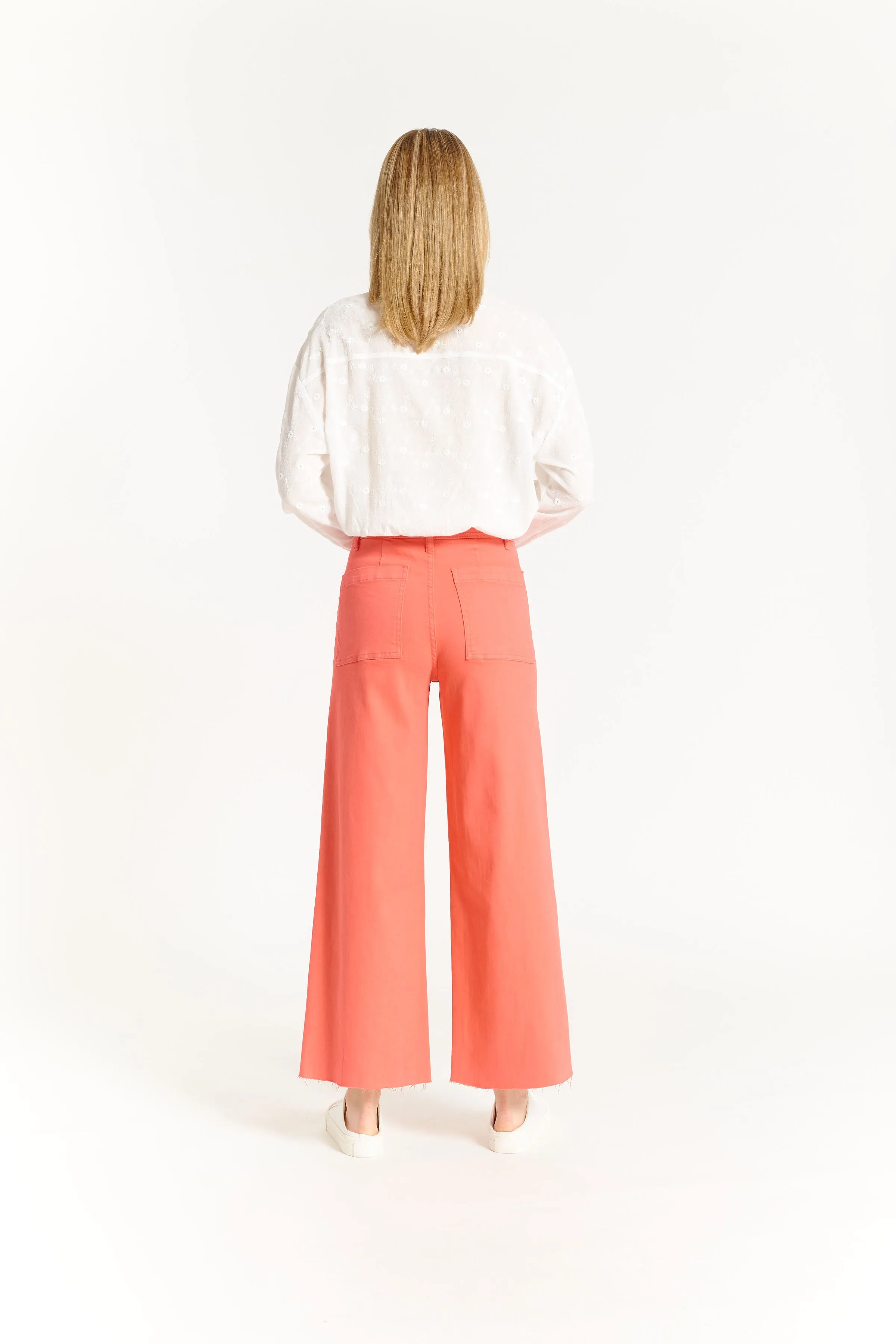 High Rise Wide Leg Raw Hem