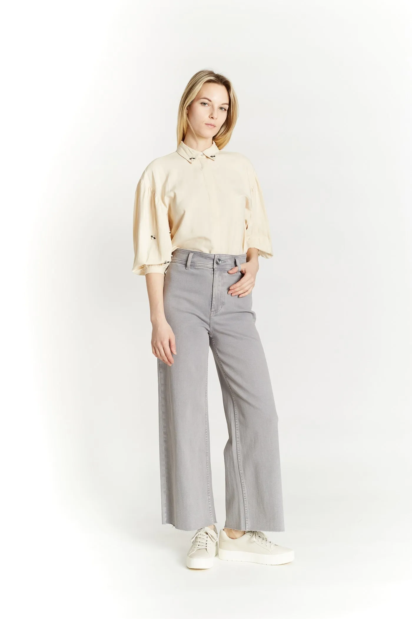 High Rise Wide Leg Raw Hem