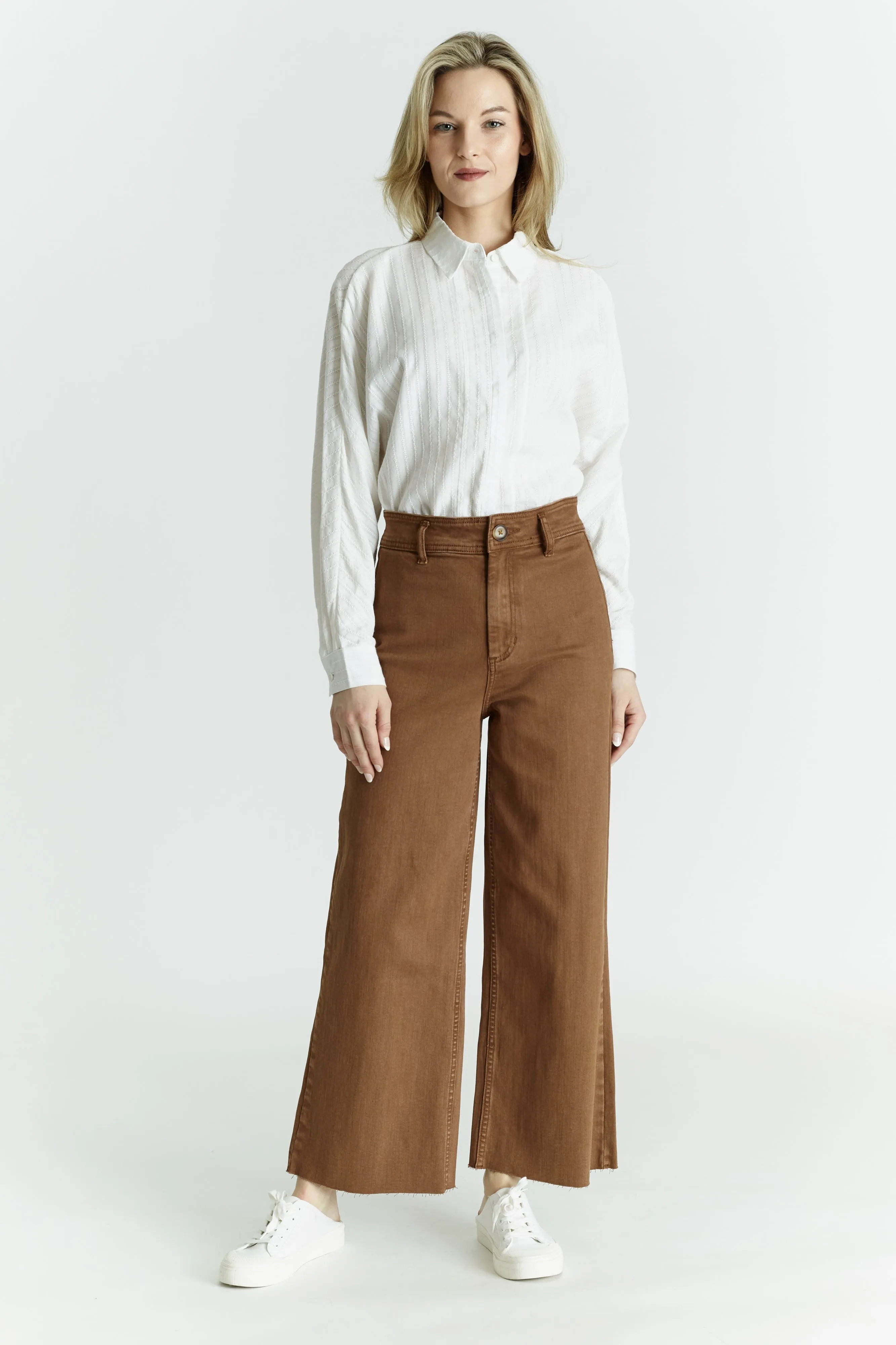 High Rise Wide Leg Raw Hem